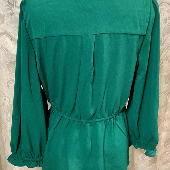OLM Green V Neck Blouse - Picture 5 of 6
